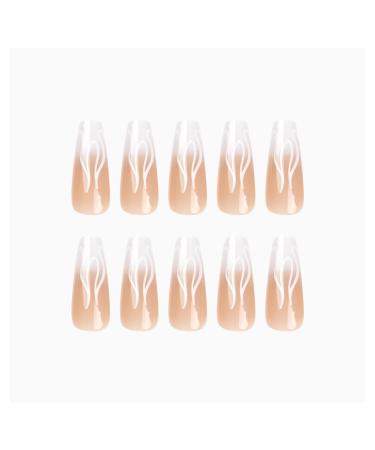 Nail art patches beautiful and fashionable nail patches finger decorations beauty decoration products simple white summer wear nails French flame wear nails y2k wearable nail patches finished f Jp2677