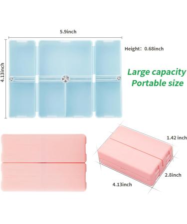 Small Daily Pill Organizer 2 Pack - 7 Compartment Magnetic Travel Pill Box for Vitamins Supplements & Fish Oil - Dustproof Portable Perfect for Purse (Blue & Pink - Buy Online on GoSupps.com