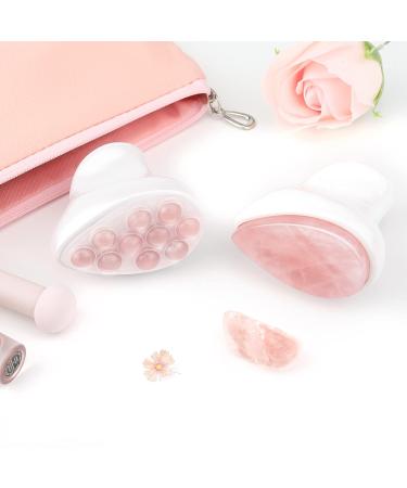 BEAUTYFACTOR Jade Roller & Gua Sha Set - Facial Tools for Puffiness Relief, Skin Tightening & Wrinkle Reduction - Pink - Buy Online on GoSupps.com