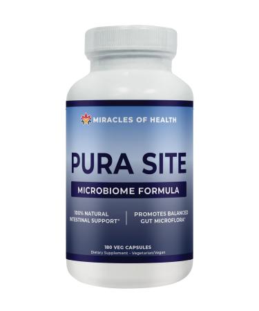 Miracles of Health Pura Site | Intestinal Health Formula | Diatomaceous Earth Black Walnut Hull Wormwood Clove Ginger Turmeric | Natural Herbal Supplement | Digestion & Gut Health | 180 Capsules