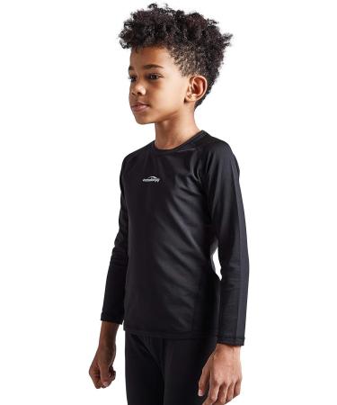 Coolomg Thermo Shirt for Boys & Girls - Compression Baselayer Top Warm T-Shirt for Kids & Teens - Size L Black - Buy Online on GoSupps.com