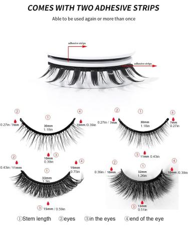 Chlffua 4 Pairs Reusable Self-Adhesive False Eyelashes No Glue or Eyeliner Needed Natural Thick 3D Curling Fake Lashes Easy to Wear Waterproof - Buy Online on GoSupps.com