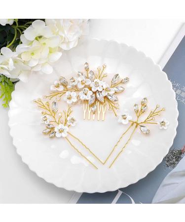 Shop Iyou Bridal Jewelry: Silver Flower Rhinestone Hair Crest & Pearl Accessories for Brides & Girls - 3 Piece Set - Buy Online on GoSupps.com