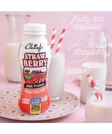 Chiefs Milk Protein Drink - 26g Protein BCAA Low Carb Lactose Free Low Sugar 6 x 330ml Strawberry | Buy Now for International Shipping - Buy Online on GoSupps.com