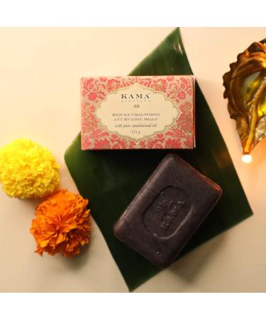 Kama Ayurveda Red Sandalwood Soap - 125g with Pure Sandalwood Oil | Ayurvedic Formula - Buy Online on GoSupps.com