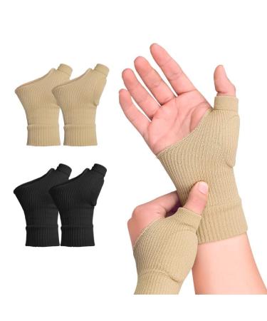 RooRuns 1 Pair Thumb Arthritis Compression Gloves Breathable Wrist Support Brace Fingerless Glove with Gel Hand Injury Pads Comfortable Carpal Tunnel for Thumb Wrist Relieve Pain Skin Small