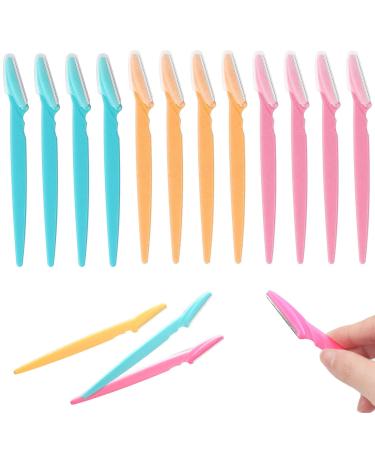 12 pieces of eyebrow shavers facial razors women eyebrow razor women men facial razor beauty eyebrow face -hair remover portable size for face body eyebrows (3 colors)