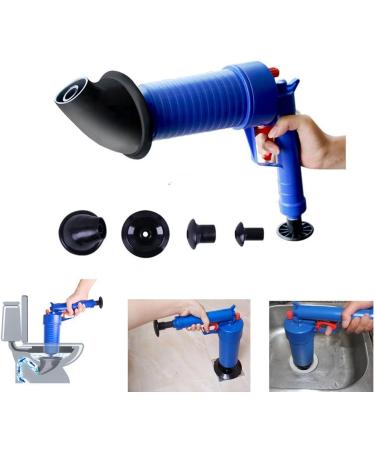Cleaner Sewer Pipe Dredging Device Pneumatic Type Toilet Kitchen Floor Drain Blaster with Four Plugs Blue - Buy Online on GoSupps.com