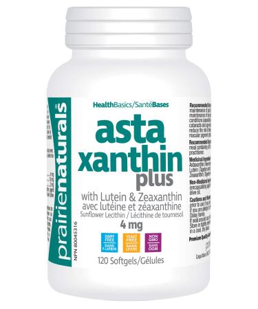 Prairie Naturals Astaxanthin Plus 4mg Astaxanthin Lutein & Zeaxanthin Softgel helps to maintain eyesight prevent cataracts and age-related macular degeneration reduces the risk of developing cataracts improves macular pigment optical density protect the e
