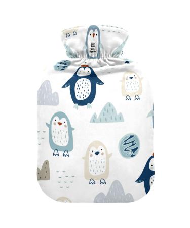 Penguin Scarf Hats Winter Cute Hot Water Bottle and Cover Soft Warm for Winter Bed Hand Neck Shoulders 2L