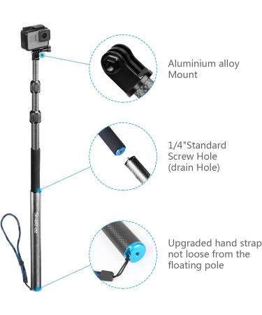 Smatree Carbon Fiber Detachable Selfie Stick for GoPro/DJI OSMO Action 2 - Extendable Floating Pole Compatible with Various GoPro Models - Buy Online on GoSupps.com