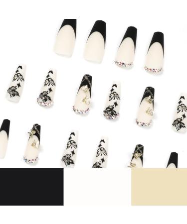 Runrayay Black Butterfly Press-On Nails for Women & Girls | Long Full-Cover Nail Tips with Nail Fans | Festival & Salon Quality - Buy Online on GoSupps.com