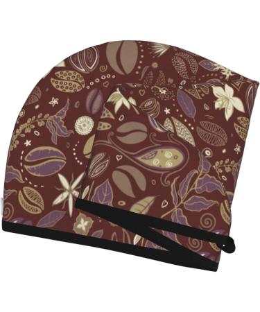 Hair Towel Wrap - Quick Drying Hair Turban with Button | Coffee & Flowers Design - Buy Online on GoSupps.com