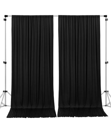 Wrinkle Free Black Backdrop Curtain Panels - Set of 2 Panels, 10ft x 10ft - Perfect for Photography, Weddings, Parties - Polyester Drapes for Home Decor - Buy Online on GoSupps.com