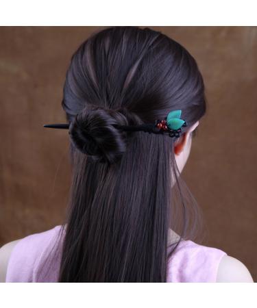 Handmade Vintage Ebony Wooden Leaves Hair Stick | Chinese Hair Chopsticks for Women - Buy Online on GoSupps.com