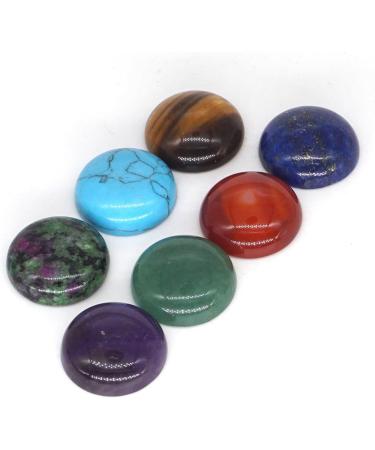 Crystal Set 7 Gemstone Engraved Reiki Quartz Crystal Round Cabochon Flat Worry Spiritual Stones 1 Set Gemstones and Crystal - Buy Online on GoSupps.com
