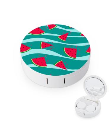 I Love Watermelon Round Case For Contact Lens Kit Storage Box with Mirror Printed
