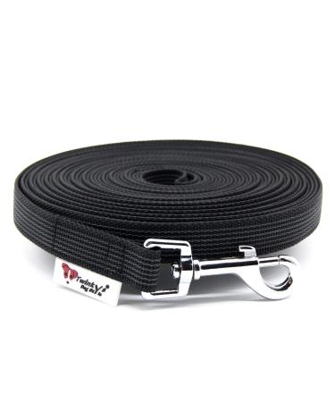 Twinkys Dog Style tow leash rubberized 20 mm wide for dogs up to 50 kg - without hand loop 25 meters black made in Germany 25 meters black 20 mm to 50 kg