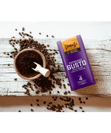 Dimello Espresso Gusto Ground Coffee (250g) - Arabica & Robusta Blend Dark Roast Rich & Smooth with Mild Intensity - Buy Online on GoSupps.com