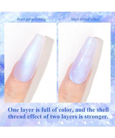 MIZHSE Pearl Gel Nail Polish Set - 6 Shimmer Colors | Pearlescent Shell Glitter | Soak Off UV Lamp Gel | White, Pink, Blue | BKJGLW208 - Buy Online on GoSupps.com