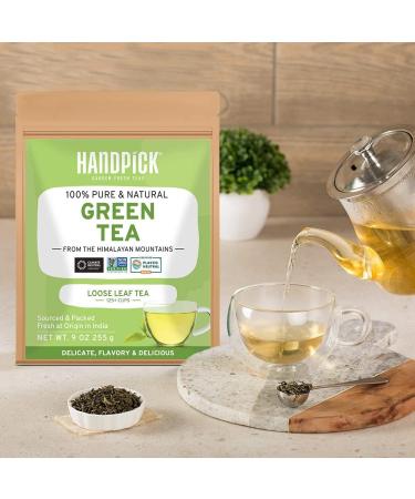 Handpicked 100% Pure Green Tea Leaves from Himalayas, India - 255g/9oz | Non-GMO +100 Cups | Resealable Ziplock Pouch | Green Tea Loose Leaf - Buy Online on GoSupps.com