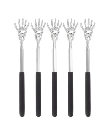 EASTALOLO 5pcs Set Stainless Steel Extendable Telescopic Back Scratcher Portable Massager for Home and Office