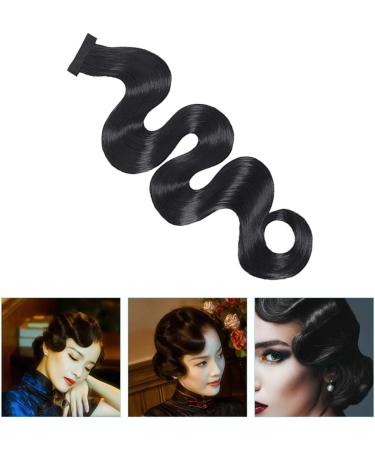 FRCOLOR vintage wavy wig hair extension wig extensions hair tie womens wigs hair buns women wigs curly hair wig wrap around hair extension Miss hair accessories High temperature wire wave 25X4CM Black - Buy Online on GoSupps.com