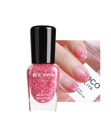 Peel Off Nail Polish - Non Toxic Nail Varnish Eco Friendly & Quick Dry Nail Paint Shimmering Red Pink Glitter Nails Polishes Odor Free No Need Cure Gel Nail Polish for Home Manicure Nails Art B134
