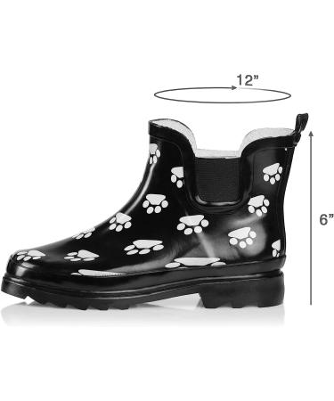 NORTY Women's Ankle Rain Boots - Waterproof Garden Boot 9 Black White Paw Print - Buy Online on GoSupps.com