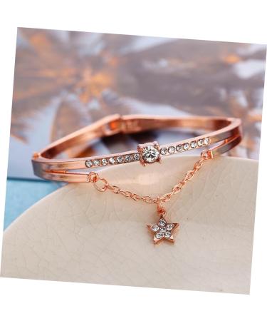 DOITOOL 2pcs Star Bracelet Silver Cuff Bracelet Womens Bangles Bracelets Moon Bracelet Crystal Pendants Gemstone Bracelet Bracelets for Women Rhinestone Bangle Simple Silver Bracelet Miss - Buy Online on GoSupps.com