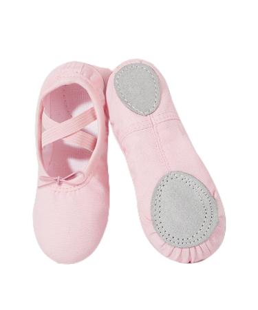 Flintronic ballet shoes girls and women ballet snaps training dance shoes shared leather sole gymnastics shoes yoga shoes 20 EU far pink 30 EU