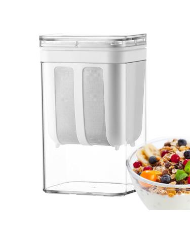 Yogurt filter with lid 1800 ml food strainer | Reusable homemade yogurt set with filter bag | Ideal for soy milk tea juice coffee soups fruit