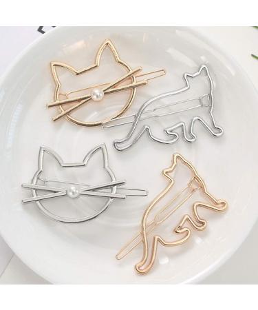 Lurrose 4pcs Cute Cat Hair Clips Metal Pearl Hollow Hair Pins Bobby Pins Hair Barrettes Hair Styling Pins for Women Girls Ladies - Buy Online on GoSupps.com