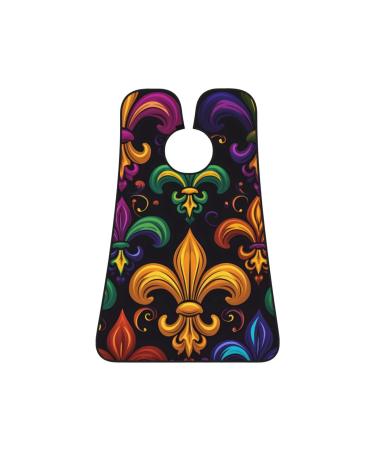 Colorful Mardi Gras Beard Bib Fleur De Lis Beard Hair Catcher Non Stick Grooming Cloth for Shaving and Trimming Salon Cape Apron Gifts for Men