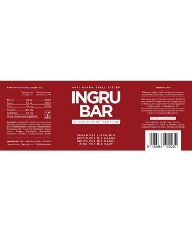 Ingrubar Gold Hirse Capsules - Hair Vitamins for Men & Women | Vegan Gluten-Free 75 Pieces - Biotin & Hair Loss Support - Buy Online on GoSupps.com