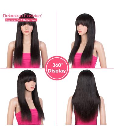Rebecca Fashion 24 Straight Human Hair Wig with Bangs - 100% Brazilian Virgin Hair, Glueless & Natural Color 24 Inch - VICTORIA - Buy Online on GoSupps.com