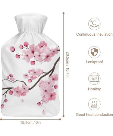Cherry Blossom Hot Water Bottle with Plush Cover - Hand Warmer for Adults & Kids | 26.5x15.3cm - International Shipping Available - Buy Online on GoSupps.com