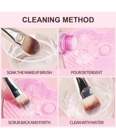 Sioppkik Silicone Makeup Brush Cleaning Mat - 2 Large Apple-Shaped Scrubber Pads (Green & Pink) - Essential Cosmetic Cleaning Tool with Suction Cups - Buy Online on GoSupps.com