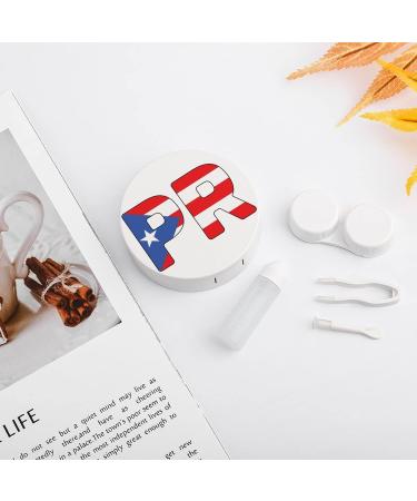 Puerto Rico Flag Round Case For Contact Lens Kit Storage Box with Mirror Printed - Buy Online on GoSupps.com