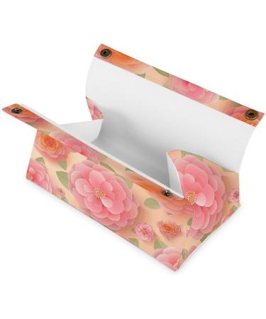 Tissue Box Cover Tissue Box Holder Orange Camellia Pattern Print Tissue Holder Travel Tissue Packs Facial Paper Holder Decorative Holder - Buy Online on GoSupps.com