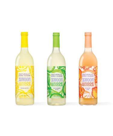 Zero Calorie Swoon Cocktail Mixer Variety Pack by Swoon - Low Carb, Keto Friendly, Sugar Free and Gluten Free Drink Mix - 25 Oz Bottles, Pack of 3 - Cucumber Mint, Ginger Lime and Margarita Flavors