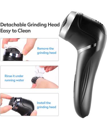 Asiaark Foot Callus Remover - Rechargeable Waterproof Electric Foot Files for Dry Hard Dead Skin and Cracked Heels Professional Pedicure Tools with 3 Grinding Heads and 2 Speeds - Buy Online on GoSupps.com