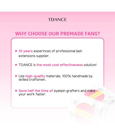 TDANCE 600 Premade Fans Eyelash Extensions 8-15mm | 5D-24D Handmade Promades | C/D Curl Loose Fans | Mixed Length | 10D | 0.07-D - Buy Online on GoSupps.com
