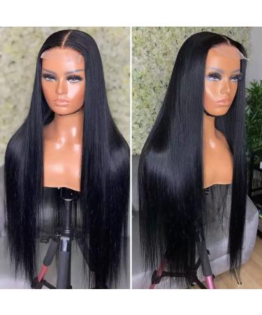Lace Front Human Hair Wig 20 Straight 5x5 HD Closure Pre Plucked 180% Density Brazilian Virgin Hair Natural Color - Perfect for Black Women - Buy Online on GoSupps.com
