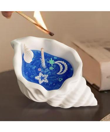 Shop Conch Candle | Handmade Aromatherapy | Marine Scented Candle for Stress Relief | Natural 4-6 Hours Burn Time | Dark Blue Decor - Buy Online on GoSupps.com