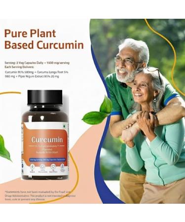 Organic Curcumin with Piperine (1500Mg Curcumin 95% Per Serving) Premium Turmeric Extract 60 Vegetable Capsules with Piperine (Pack of 1) - Buy Online on GoSupps.com