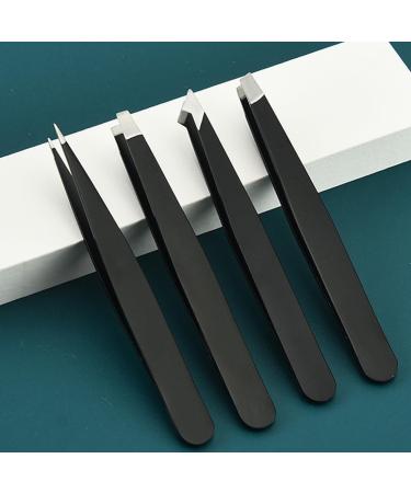 KSIUW Tweezers Set - 4 Pcs Stainless Steel Precision Tools for Eyebrow Plucking Ingrown Hair and Splinter Removal - Buy Online on GoSupps.com