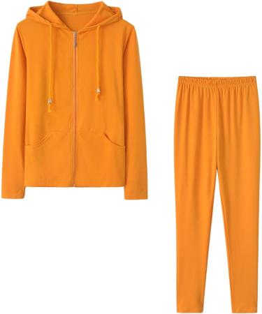 oelaio Womens Two Piece Sets Tracksuit Zip Up Hoodie Drawstring Sweatshirt Fall Two Piece Outfits Jogger Sets with Pockets Yellow#22 Medium - Buy Online on GoSupps.com