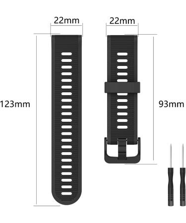 Soft Silicone 22mm Black Band for Garmin Forerunner 935/945/745, Fenix 5/5plus/6/6 Pro, Approach S60 - Replacement Compatible Band - Buy Online on GoSupps.com