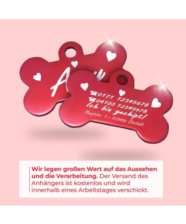 Personalized Bone-Shaped Pendants for Dogs & Cats | Ibera Gifts - Custom Engraved Neck Bands in Red Heart Design - Buy Online on GoSupps.com